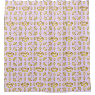gold crown tiaras pale lilac shower curtain