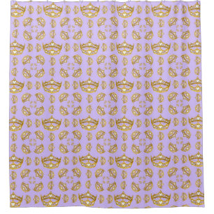 gold crown tiaras periwinkle shower curtain