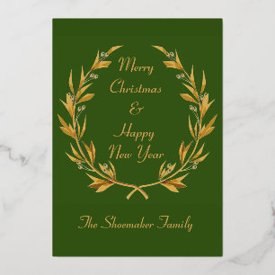 Gold Crown Wreath Foil Holiday Card