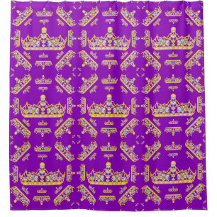 Gold Crowns Heart Diamonds Pearls Pattern Purple