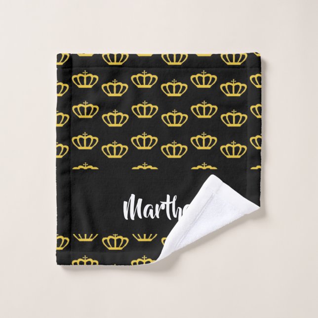 Gold crowns on black (Gant de toilette)