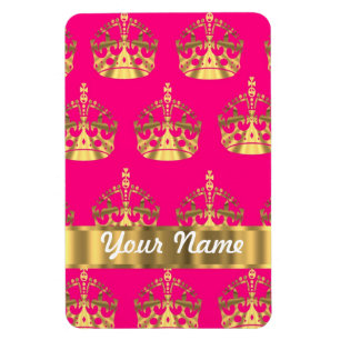 Gold crowns on hot pink magnet