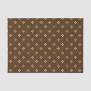 Gold Cruciferous Flowers on Brown Tissue Paper