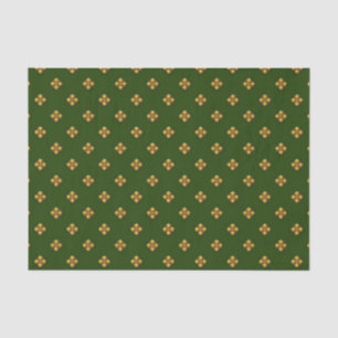 Gold Cruciferous Flowers on Hunter Green Tissue Paper