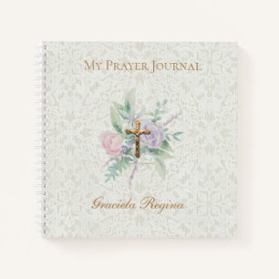Gold Crucifix Flowers Prayers Journal
