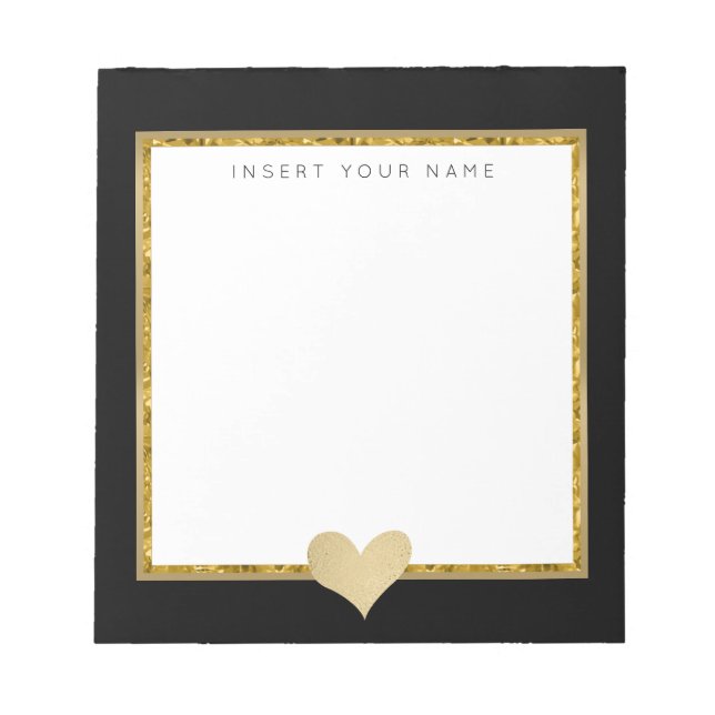 Gold Crystal and Foil Heart Notepad 5.5" x 6" (Front)