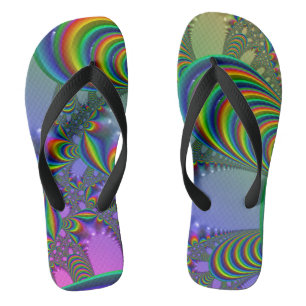 Gold Crystal Fractal Flip Flops