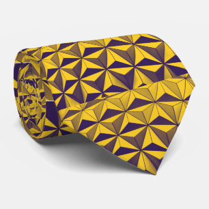 GOLD CUBIC TRIANGLE ABSTRACT ART NECK TIE
