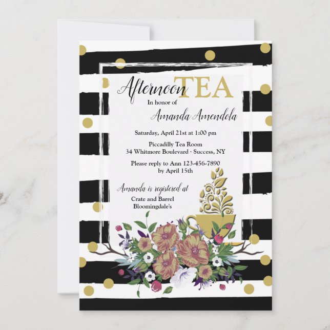 Gold Cup of Tea Invitation (Devant)