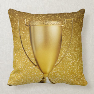 Gold Cup Trophy Throw Pillow