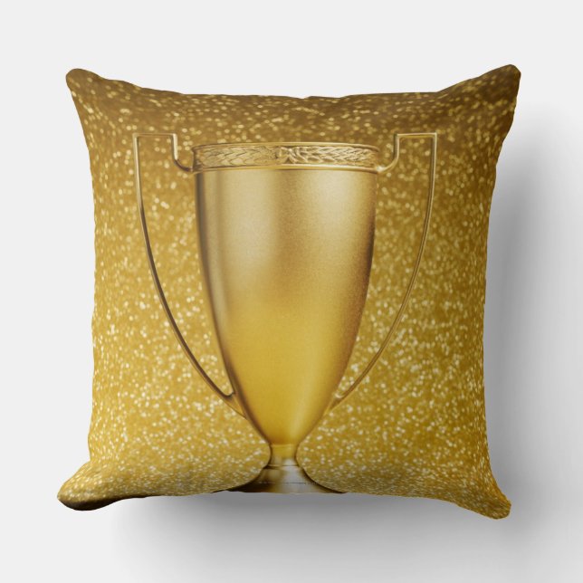 Gold Cup Trophy Throw Pillow (Front)