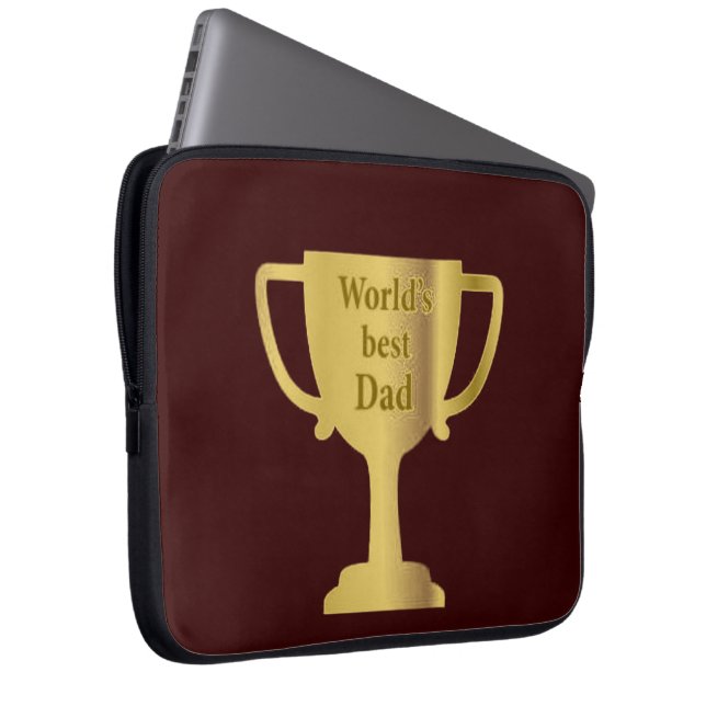 Gold Cup World's Best Dad Laptop Sleeve (Front Right)