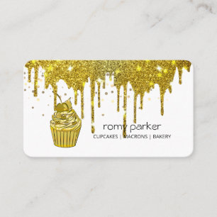 Gold Cupcake Home Bakery Pastry Dripping Business Card
