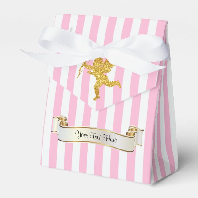 Gold Cupid Personalize Favor Box (Front Side)