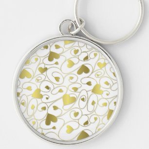 Gold curly hearts keychain