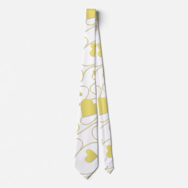 Gold curly hearts tie (Front)