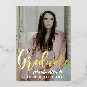 Gold Cursive Overlay Photo Graduation Party