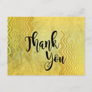 Gold Curves Thank You wedding Postcard