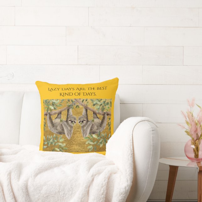 Gold Cushion - Sloths (Couch)