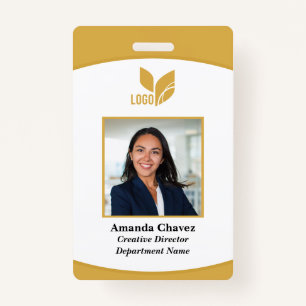 Gold Custom Business Employee Photo Badge