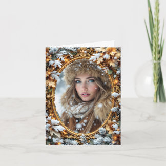 Gold Custom Image Winter Frame Card