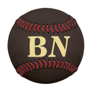 Gold custom initials minimalist brown baseball