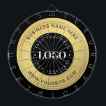 Gold Custom Logo & Text Company Business Branded   Dartboard<br><div class="desc">Promote your business with this elegant dart board,  featuring custom logo & text. Easily add your details by clicking on the "personalize" option.</div>