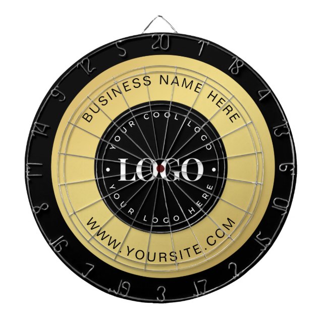 Gold Custom Logo & Text Company Business Branded   Dartboard (Front)