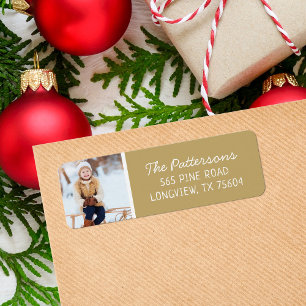 Gold Custom Photo Holiday Return Address