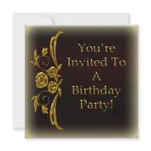 Gold Customized Birthday Party Invitations