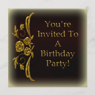 Gold Customized Birthday Party Invitations