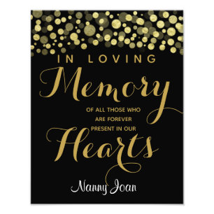 Gold Cut In loving memory sign
