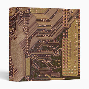 Gold Cyber Circuit Board Tech Art Electronics Binder