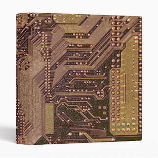 Gold Cyber Circuit Board Tech Art Electronics Binder