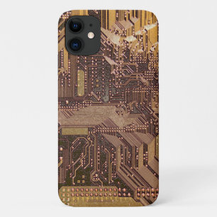 Gold Cyber Circuit Board Tech Art Electronics iPhone 11 Case