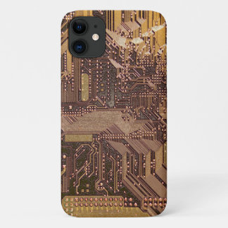 Gold Cyber Circuit Board Tech Art Electronics iPhone 11 Case