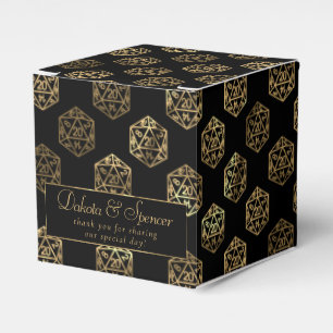Gold D20 Pattern Tabletop Role Player Thank You Favor Box