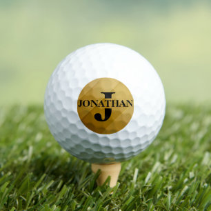 Gold Dad Initial Name Appreciation Design Golf Balls