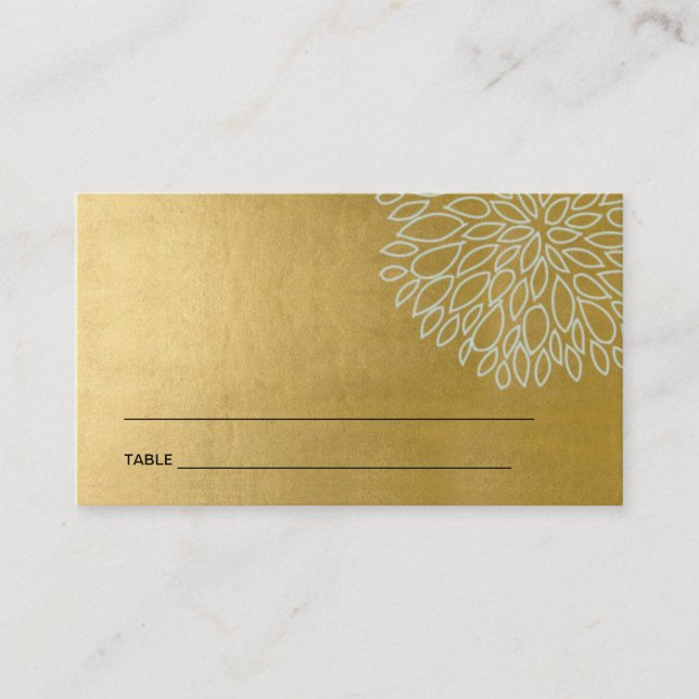 GOLD DAHLIA FLORAL BAR BAT MITZVAH CARTES DE PLACE (Devant)