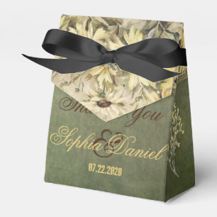 Gold Daisies With Sage Wedding Favour Box