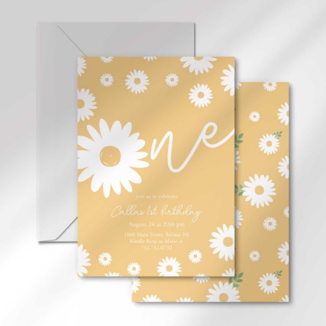 Gold Daisy 1er anniversaire Invitation (Créateur téléchargé)