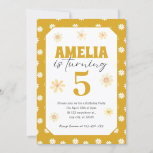 Gold Daisy Anniversaire Fête Invitation N'importe 