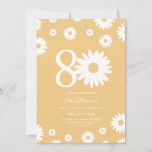 Gold Daisy Invitation d'anniversaire 80e