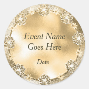 Gold Daisy Template Back Customize Classic Round Sticker