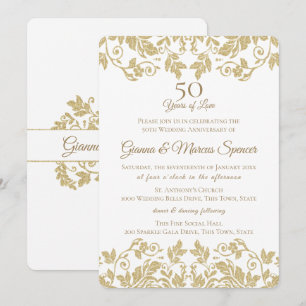 Gold Damask 50th Anniversary Invitation