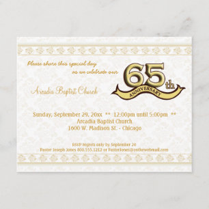 Gold Damask 65th Anniversary Celebration Invite