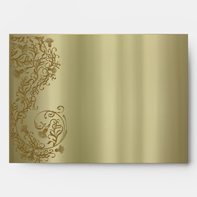 Gold damask A7 Greeting Card envelopes (Front)