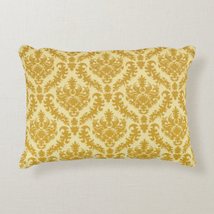 Gold damask accent pillow