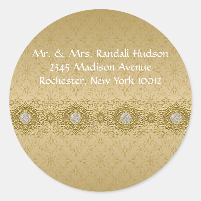 Gold Damask Address Labels (Front)