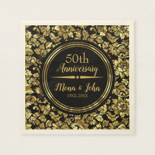 Gold Damask And Gold Divider Napkin